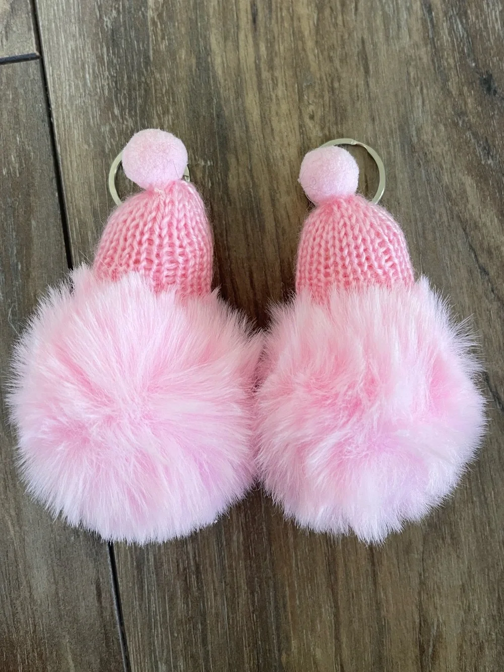 Pink Baby Doll Pom-Pom Keychain - Cute Plush Accessory